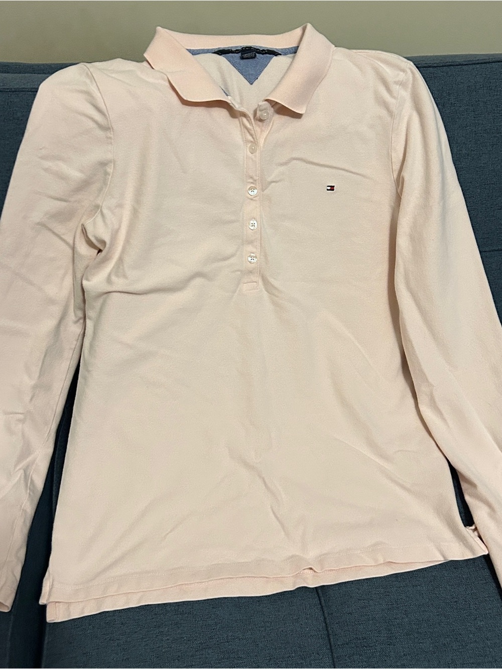 Tommy Hilfiger Pale Pink Long Sleeve Polo Shirt